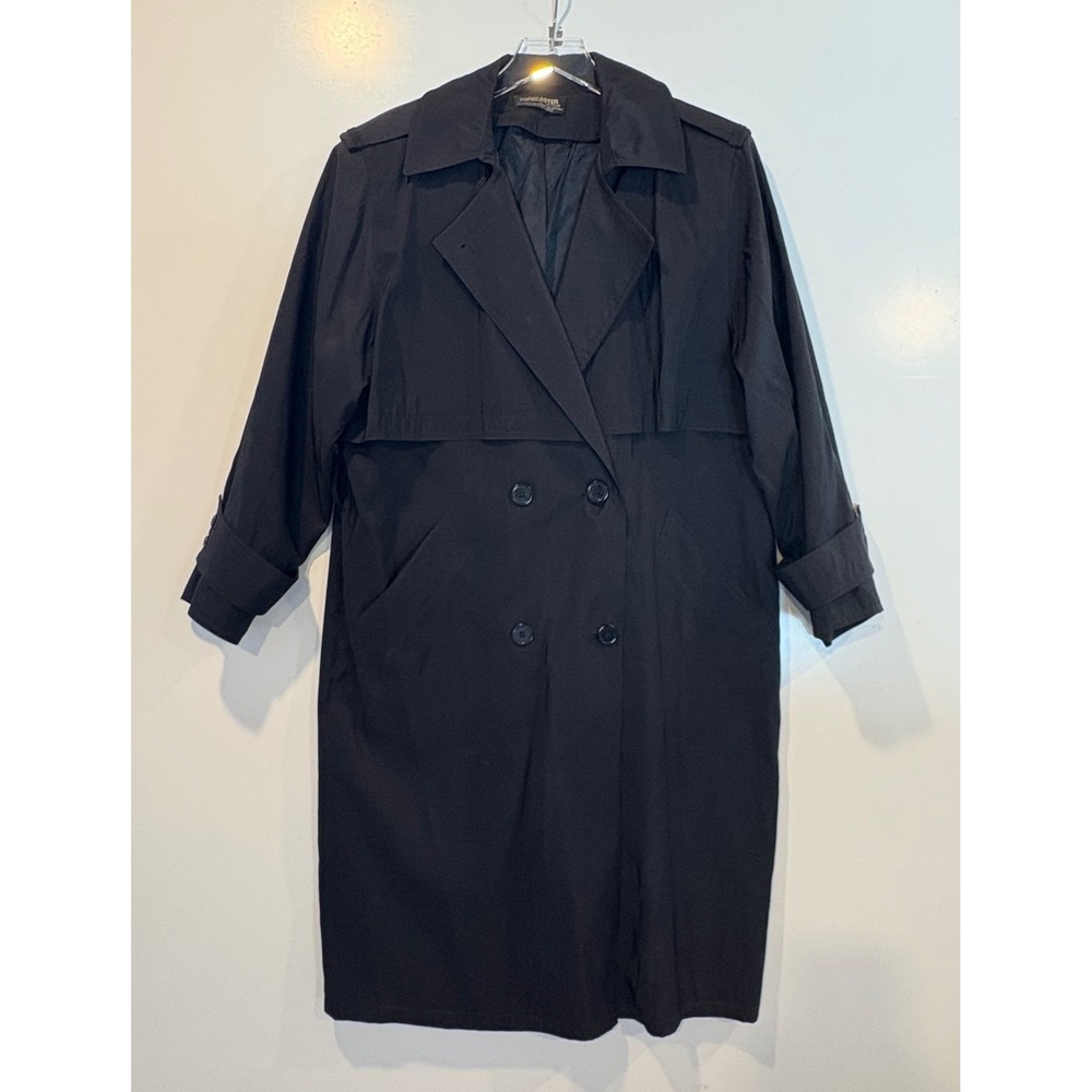 Forecaster of Boston Petite Black Double Breasted Trench Coat Womens Size 7/8P‎